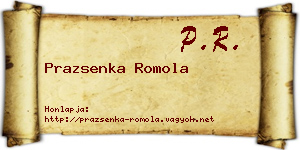 Prazsenka Romola névjegykártya